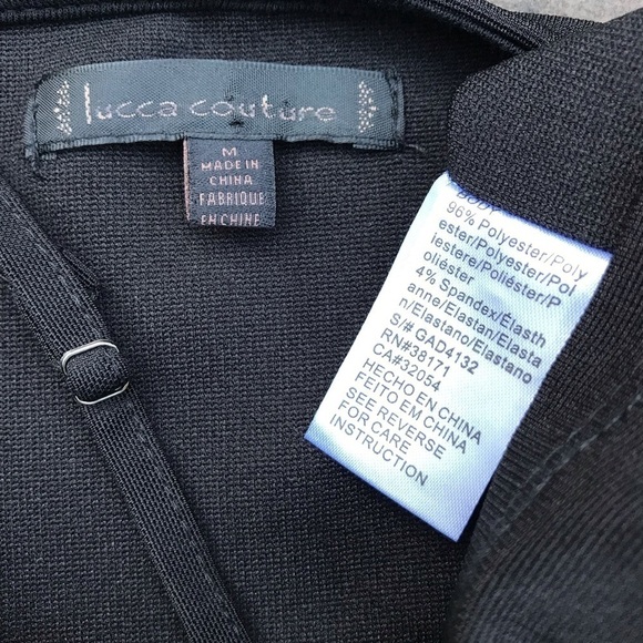 LUCCA COUTURE Black bodycon mini dress Size Medium adjustable spaghetti straps M - Picture 10 of 11